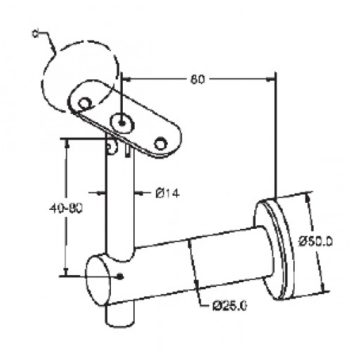 Handrail Wall Bracket-Back Fixing- Adjustable 48.3 Saddle-Grade 316  